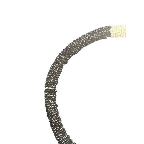 Talbots Black & White Beaded Necklace With Gold-Tone Toggle Clasp - Picture 4 of 5